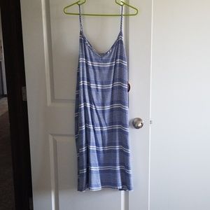 Blue and white striped flowy dress